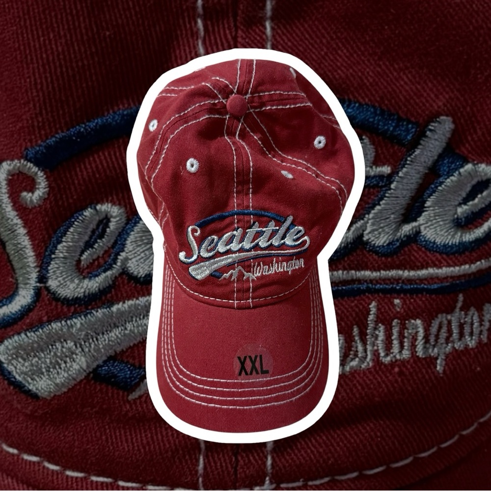 NWOT Seattle Washington baseball cap. Red with white embroidery.